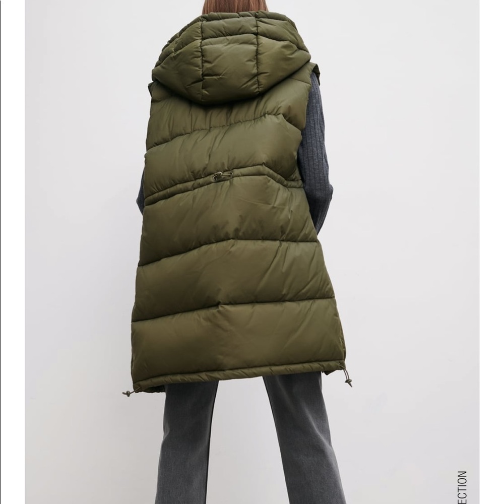 NWOT Zara Padded Green Vest Size XL - Picture 2 of 12